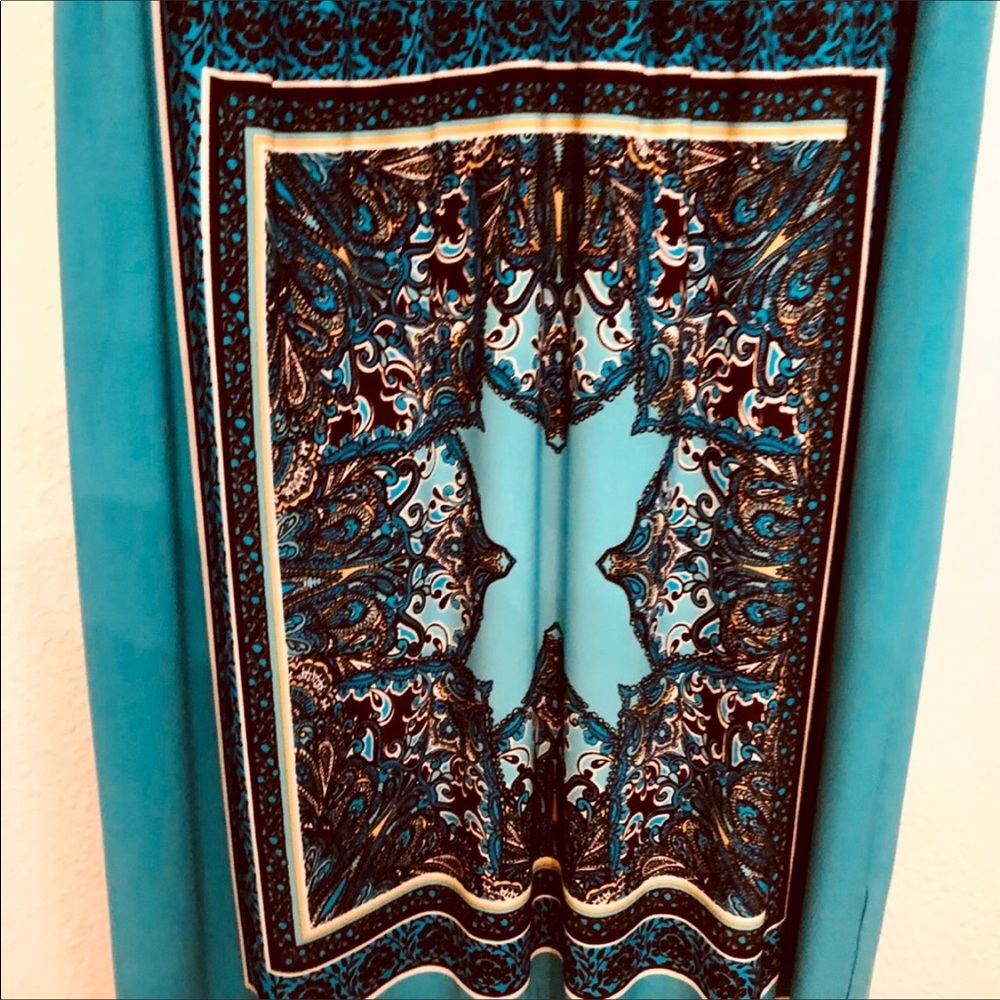 SWIM COVER DRESS 1X BLACK TURQUOISE MANDALA TANK DRESS 16  OR LONG TOP M - Picture 7 of 8